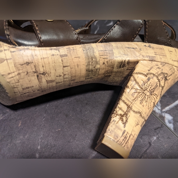 Hot Cakes, Brown Cork Bottom Heeled Sandals, Women's Size 8.5 - Picture 7 of 8